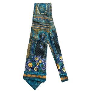 Santostefano Floral Geometric Print 100% Silk Tie Made In Italy